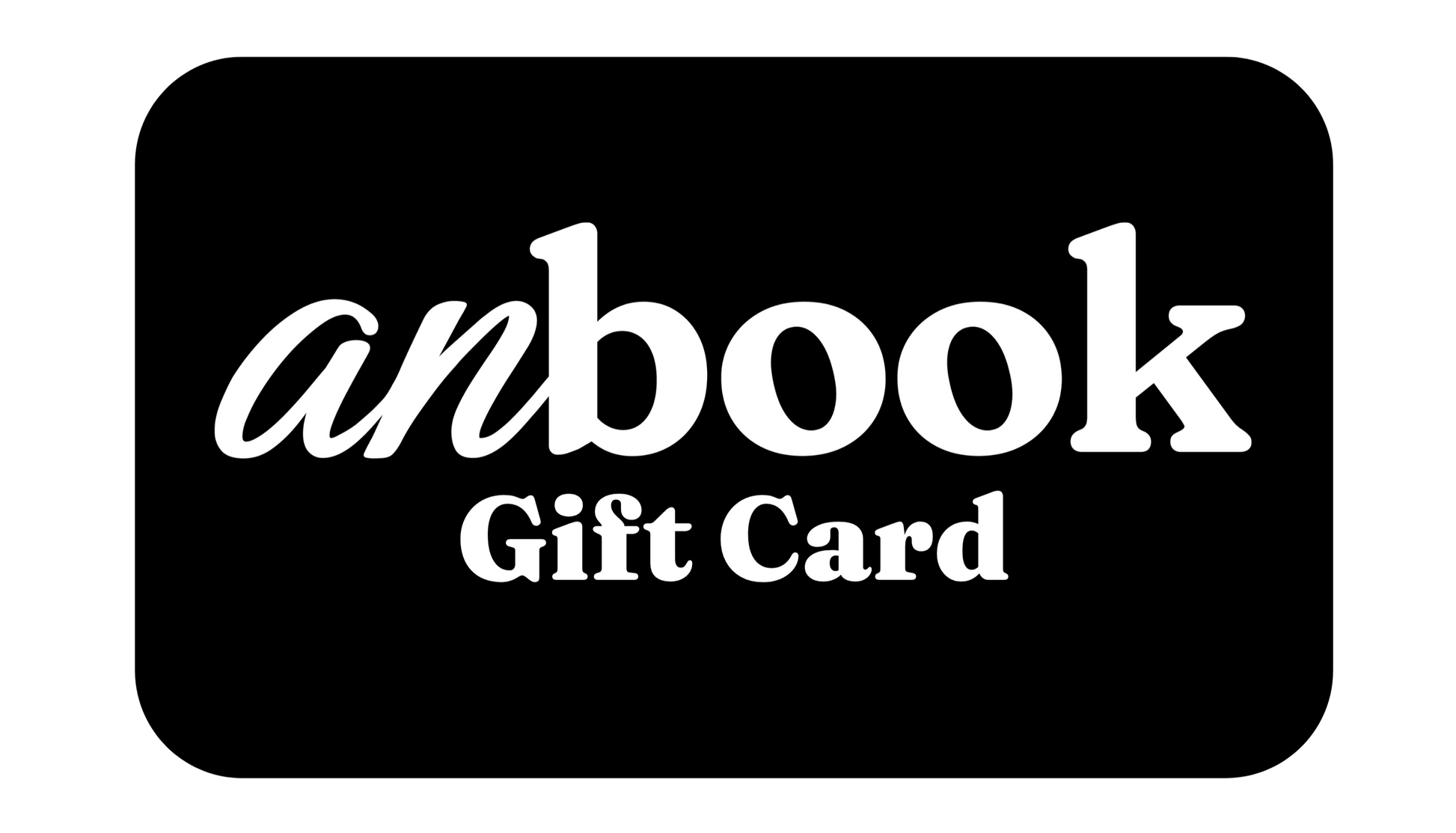 Black gift card with 'anbook' branding on a white background